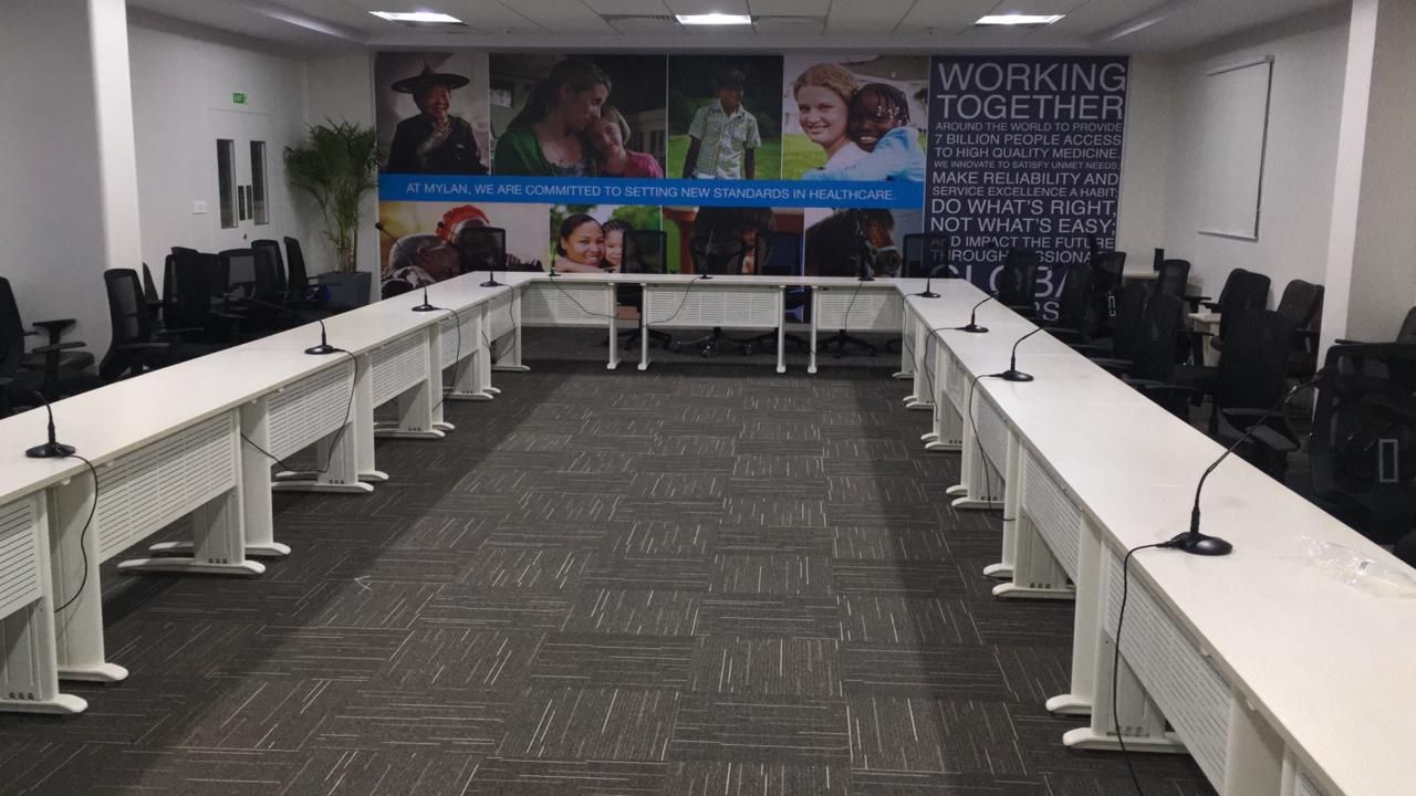 Meeting room set for a planning session