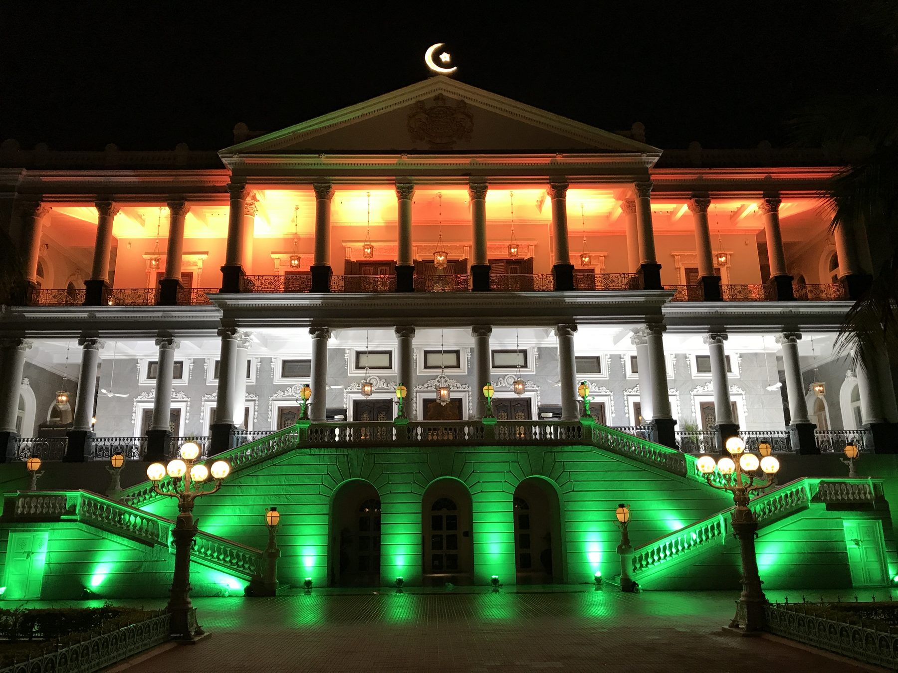 Taj Falaknuma Palace lit up at night